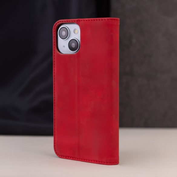 Smart Suede iPhone 16 oldalra nyíló tok, piros