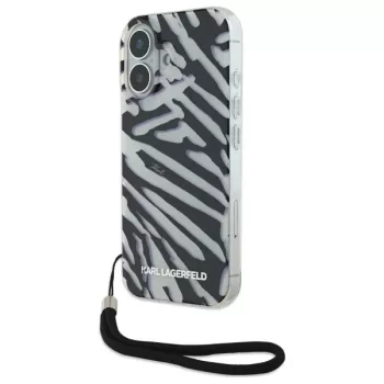   Karl Lagerfeld KLHCP16SHZBPKCCK iPhone 16 6.1" tok, fekete IML Zebra Pattern & Cord