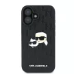 Karl Lagerfeld KLHCP16SPGKLKCPK iPhone 16 6.1" tok, fekete Monogram Karl&Chaoupette Head Pin