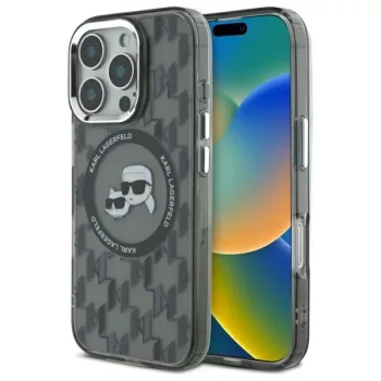   Karl Lagerfeld case iPhone 16 Pro 6,3" KLHMP16LHMCKMHK tok, fekete Hard IML Monogram Karl&Choupette Head MagSafe