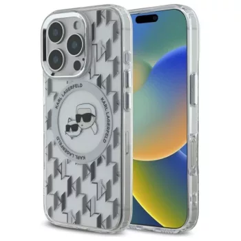   Karl Lagerfeld case iPhone 16 Pro 6,3" KLHMP16LHMCKMHT tok, átlátszó Hard IML Monogram Karl&Choupette Head MagSafe