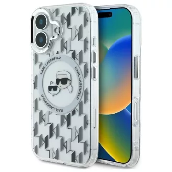   Karl Lagerfeld case iPhone 16 6,1" KLHMP16SHMCKMHT tok, átlátszó Hard IML Monogram Karl&Choupette Head MagSafe