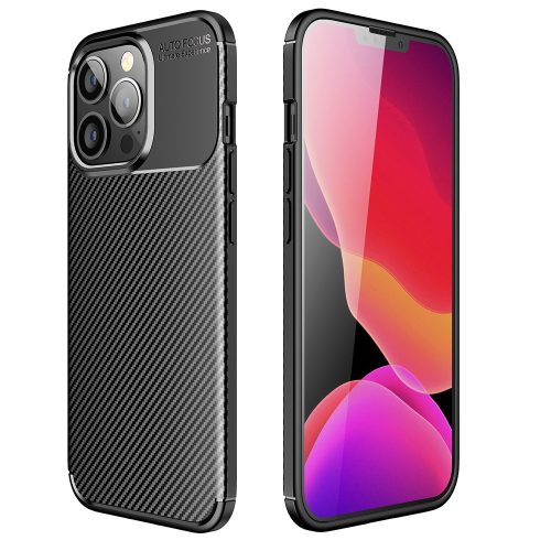 Carbon Case Premium Samsung Galaxy S25 hátlap, tok, fekete