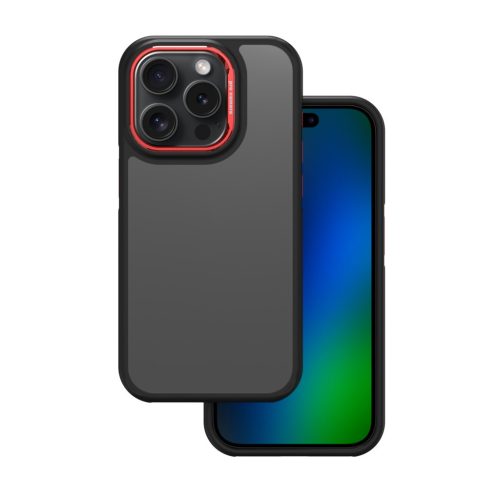 Crystal tok, fekete case iPhone 16e tok, piros