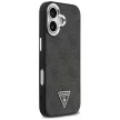Guess Case Magsafe 4G PU Leather Case Triangle Logo And tok, szürke Metal Camera Frame iPhone 17 tok, fekete