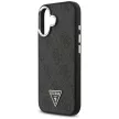 Guess Case Magsafe 4G PU Leather Case Triangle Logo And tok, szürke Metal Camera Frame iPhone 17 tok, fekete