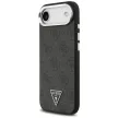 Guess Case Magsafe 4G PU Leather Case Triangle Logo And tok, szürke Metal Camera Frame iPhone 17 Air tok, fekete