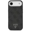 Guess Case Magsafe 4G PU Leather Case Triangle Logo And tok, szürke Metal Camera Frame iPhone 17 Air tok, fekete