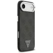 Guess Case Magsafe 4G PU Leather Case Triangle Logo And tok, szürke Metal Camera Frame iPhone 17 Air tok, fekete
