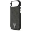 Guess Case Magsafe 4G PU Leather Case Triangle Logo And tok, szürke Metal Camera Frame iPhone 17 Air tok, fekete