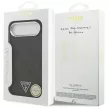 Guess Case Magsafe 4G PU Leather Case Triangle Logo And tok, szürke Metal Camera Frame iPhone 17 Air tok, fekete