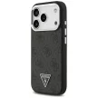 Guess Case Magsafe 4G PU Leather Case Triangle Logo And tok, szürke Metal Camera Frame iPhone 17 Pro tok, fekete