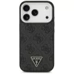 Guess Case Magsafe 4G PU Leather Case Triangle Logo And tok, szürke Metal Camera Frame iPhone 17 Pro tok, fekete