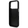 Guess Case Magsafe 4G PU Leather Case Triangle Logo And tok, szürke Metal Camera Frame iPhone 17 Pro tok, fekete