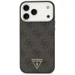 Guess Case Magsafe 4G PU Leather Case Triangle Logo And tok, szürke Metal Camera Frame iPhone 17 Pro Max tok, fekete