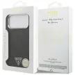Guess Case Magsafe 4G PU Leather Case Triangle Logo And tok, szürke Metal Camera Frame iPhone 17 Pro Max tok, fekete