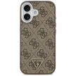 Guess Case Magsafe 4G PU Leather Case Triangle Logo And tok, szürke Metal Camera Frame iPhone 17 tok, barna