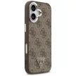 Guess Case Magsafe 4G PU Leather Case Triangle Logo And tok, szürke Metal Camera Frame iPhone 17 tok, barna