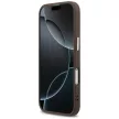 Guess Case Magsafe 4G PU Leather Case Triangle Logo And tok, szürke Metal Camera Frame iPhone 17 tok, barna