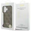 Guess Case Magsafe 4G PU Leather Case Triangle Logo And tok, szürke Metal Camera Frame iPhone 17 tok, barna