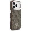 Guess Case Magsafe 4G PU Leather Case Triangle Logo And tok, szürke Metal Camera Frame iPhone 17 Pro tok, barna