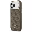 Guess Case Magsafe 4G PU Leather Case Triangle Logo And tok, szürke Metal Camera Frame iPhone 17 Pro Max tok, barna
