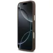 Guess Case Magsafe 4G PU Leather Case Triangle Logo And tok, szürke Metal Camera Frame iPhone 17 Pro Max tok, barna