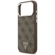 Guess Case Magsafe 4G PU Leather Case Triangle Logo And tok, szürke Metal Camera Frame iPhone 17 Pro Max tok, barna