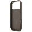Guess Case Magsafe 4G PU Leather Case Triangle Logo And tok, szürke Metal Camera Frame iPhone 17 Pro Max tok, barna