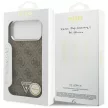 Guess Case Magsafe 4G PU Leather Case Triangle Logo And tok, szürke Metal Camera Frame iPhone 17 Pro Max tok, barna