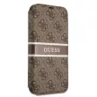 Guess iPhone 13 Pro 4G Printed Stripe (GUBKP13L4GDBR) oldalra nyíló tok, barna