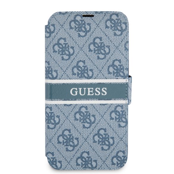 Guess iPhone 13 Mini 4G Printed Stripe (GUBKP13S4GDBL) oldalra nyíló tok, világoskék