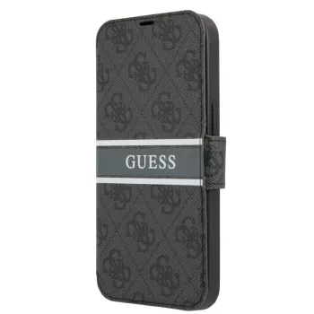   Guess iPhone 13 Pro Max 4G Printed Stripe (GUBKP13X4GDGR) oldalra nyíló tok, szürke