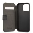 Guess iPhone 13 Pro Max 4G Printed Stripe (GUBKP13X4GDGR) oldalra nyíló tok, szürke