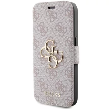   Guess GUBKP15X4GMGPI 4G Metal Logo iPhone 15 Pro Max 6.7" oldalra nyíló tok, rózsaszín