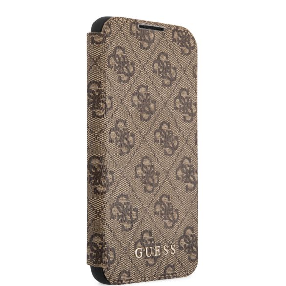 Guess Samsung Galaxy S22 Plus 4G Metal Gold Logo (GUBKS22MG4GFBR) oldalra nyíló tok, barna