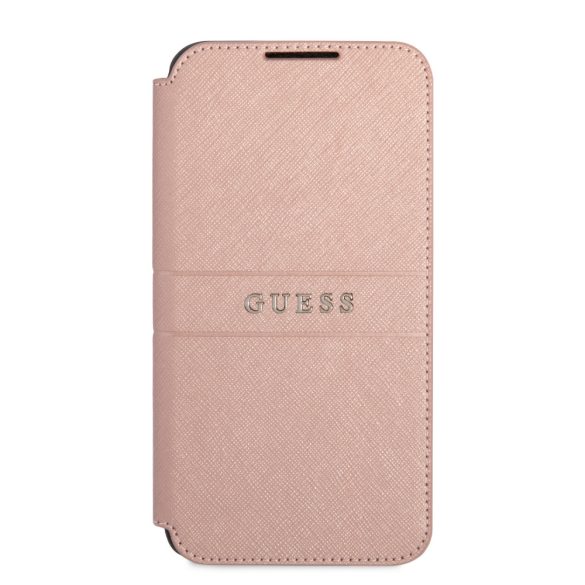 Guess Samsung Galaxy S22 Saffiano Stripes (GUBKS22SPSASBPI) oldalra nyíló tok, rózsaszín