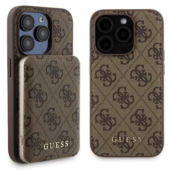   Guess GUBPM5P15L4GEMGW iPhone 15 Pro 6.1" kemény tok + Powerbank 5000mAh MagSafe, barna