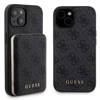   Guess GUBPM5P15S4GEMGK iPhone 15 6.1" kemény tok + Powerbank 5000mAh MagSafe, fekete