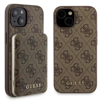   Guess GUBPM5P15S4GEMGW iPhone 15 6.1" kemény tok + Powerbank 5000mAh MagSafe, barna