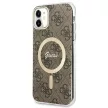 Guess set case + charger for iPhone 11 6,1" GUBPN61H4EACSW brown hard case 4G Print MagSafe MagSafe töltő és tok, barna