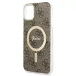 Guess set case + charger for iPhone 11 6,1" GUBPN61H4EACSW brown hard case 4G Print MagSafe MagSafe töltő és tok, barna
