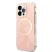 Guess Szett GUBPP13LH4EACSP Tok + Magsafe töltő iPhone 13 Pro hátlap, 4G Print, rózsaszín