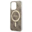 Guess Szett GUBPP13LH4EACSW Tok + Magsafe töltő iPhone 13 Pro hátlap, 4G Print, barna