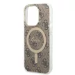 Guess iPhone 14 Pro 4G Print MagSafe (GUBPP14LH4EACSW) hátlap, tok és Magsafe vezeték nélküli wireless töltő, barna