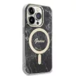Guess Szett GUBPP14LHMEACSK Tok + Magsafe töltő iPhone 14 Pro 6.1" hátlap, Marble, fekete