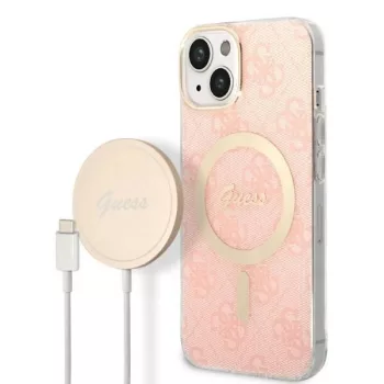   Guess Szett GUBPP14MH4EACSP Tok + Magsafe töltő iPhone 14 Plus 6.7" hátlap, 4G Print, rózsaszín