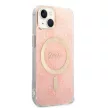 Guess iPhone 14 4G Print MagSafe (GUBPP14SH4EACSP) hátlap, tok és Magsafe vezeték nélküli wireless töltő, rózsaszín