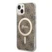 Guess iPhone 14 4G Print MagSafe (GUBPP14SH4EACSW) hátlap, tok és Magsafe vezeték nélküli wireless töltő, barna