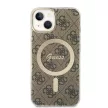 Guess iPhone 14 4G Print MagSafe (GUBPP14SH4EACSW) hátlap, tok és Magsafe vezeték nélküli wireless töltő, barna